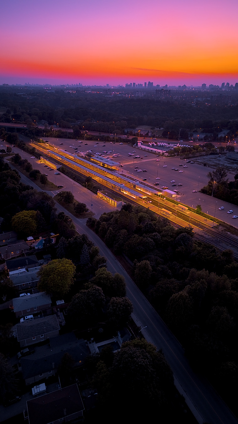 Aerial still with balanced framing over the Toronto region.